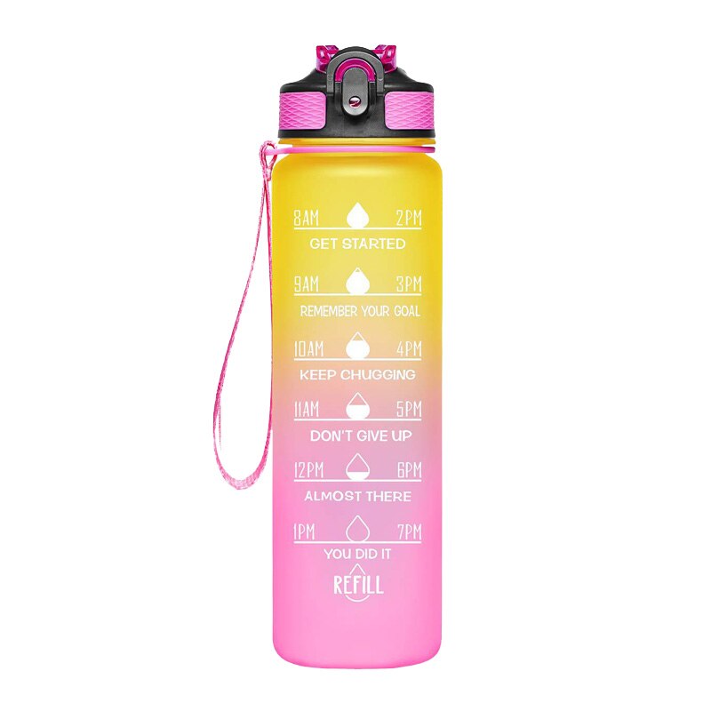 WM - 1L Water Bottle With Time Marker 32 OZ Capacity