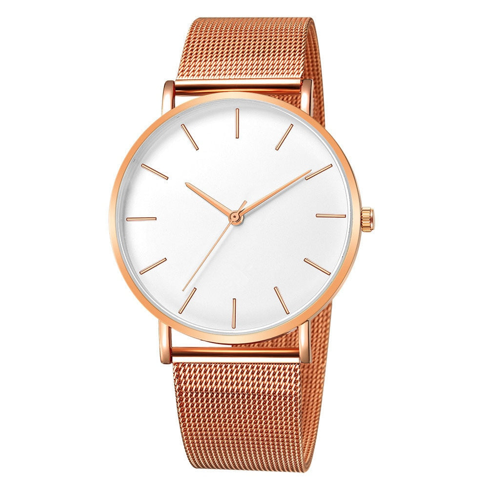 WM - Watch Rose Gold 2023 Mesh Belt Ultra-thin Fashion Luxury Wrist Watch